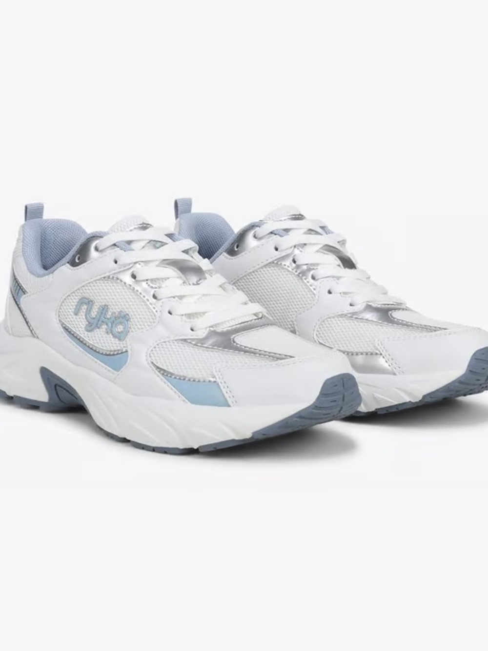 Ryka Women's White & Light Blue Athletic Sneakers Size 8 Medium Width